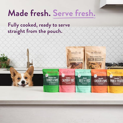Portland Pet Food Company Winnie's Lamb N' Rice Fresh Dog Food Pouches, Wet Pet Meal Topper Mixers & Meals - Large & Small Dogs, Puppy to Seniors - Human-Grade, Gluten-Free - Made in The USA - 8 Pack