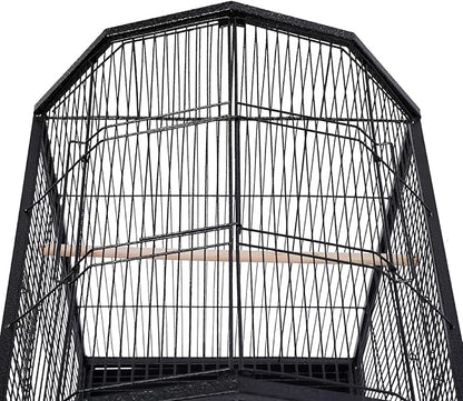 39.9'' Iron Parakeet Bird Cage, Pet Bird Flight Cages with Rolling Stand for Conures Lovebirds Cockatiels Finches Parrot Pet House, Small to Medium Birds