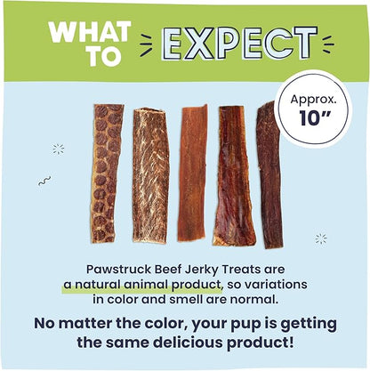 Pawstruck Premium Beef Jerky Dog Treat Chews, Large 10" Strips  Supports Hip & Joint Health, Rich in Glucosamine & Chondroitin, No Added Preservatives  15 Count