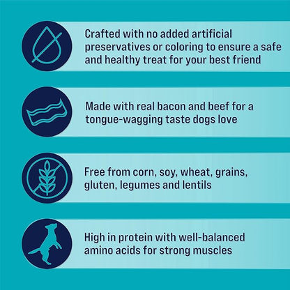 Stewart Freeze Dried Dog Treats, PuffPops Bacon and Cheeseburger Recipe, Gluten Free, 2.8 Ounce Resealable Pouch, Made in USA, Dog Training Treats