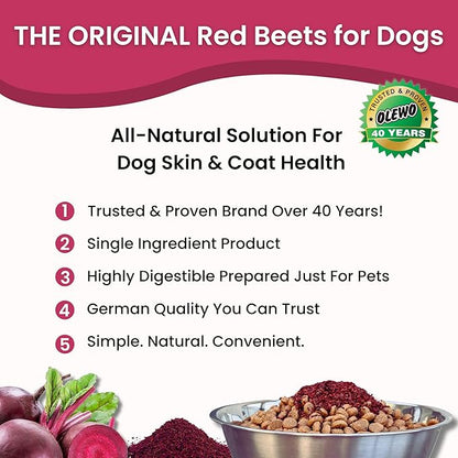 Olewo Original Red Beets for Dogs – Natural Dog Anti Itch, Dog Food Topper, Skin & Coat Support – Dehydrated Vegetables for Dogs, Dog Supplements & Vitamins, Toppers for Dogs, Fiber for Dogs, 5.5 lbs