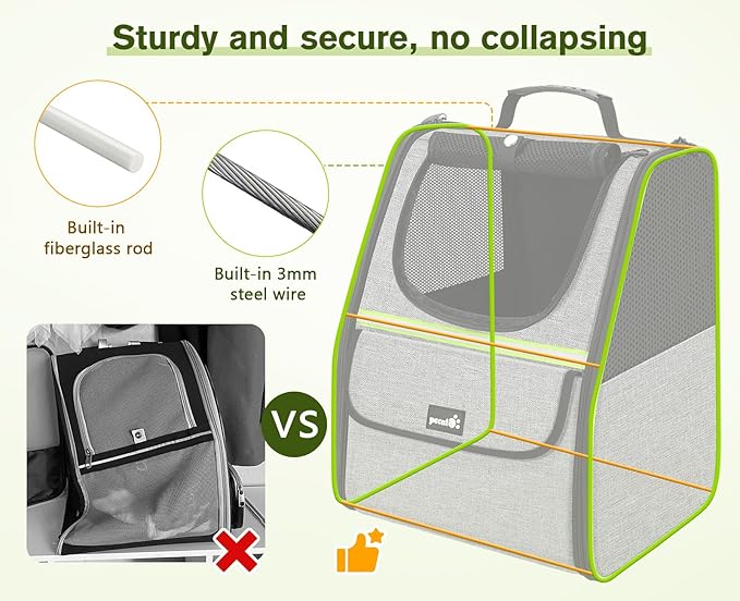 Pecute Cat Backpack Carrier, Small Dog Backpack Carrier, Pet Backpack Carrier for Cats Dogs Puppy Kitten, Cat Carrier Bag Carrying for Travel Hiking Bike Riding Walking Outdoor