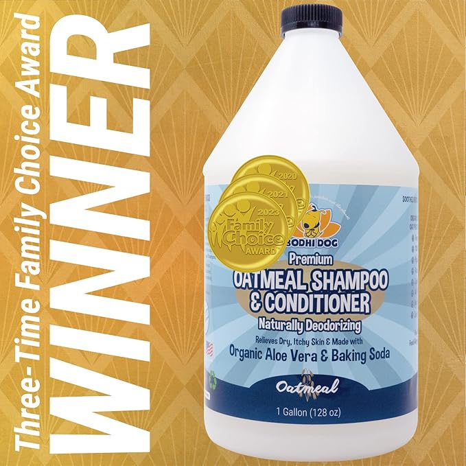 Bodhi Dog Oatmeal Shampoo & Conditioner - Hypoallergenic Formula - Naturally Deodorize Dogs, Cats & Pets - Made w/Organic Ingredients - Moisturizes Dry & Itchy Skin - Made in USA (Oatmeal, 1 Gallon)