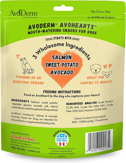 AvoDerm AvoHearts Salmon and Avocado Formula Dog Treats, 5oz bag