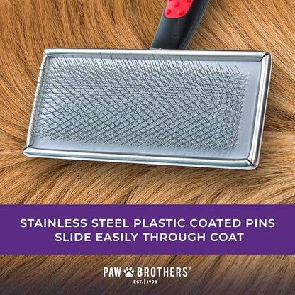 Ryan's Pet Supplies Paw Brothers Flat Slicker Brush for Dogs, Dog Brush for Long Haired Dogs, Professional Grade, Coated Tips, Gentle on Skin, Maximum Coverage, Large 4.5" x 2"