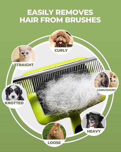 Dog Brush for Shedding Grooming,6 Pack Long-Pin Brush Set for Long Haired Dog Cat Goldendoodles Poodles Doodles Green
