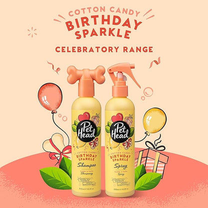 Pet Head Birthday Sparkle Dog Shampoo | Cotton Candy Scent | Shampoo for Dogs with Sensitive Skin | Dog Birthday Present | Vegan | Gentle Formula for Puppies | Made in USA | 10.1 fl. oz.
