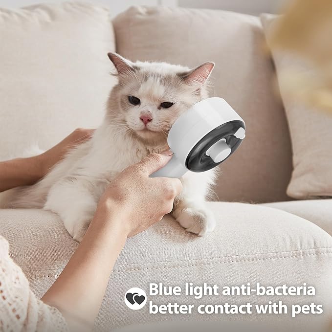 3 IN 1 Pet Shedding Brush, Steam Brush for Cats,Efficient Hair Removal and Cleaning for Dogs&Cats, Pet Grooming Removal Comb (White)