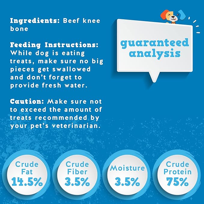 Jack&Pup Knee Bones Dog Treats | Roasted Dog Chew Bones | Single Ingredient All Natural Long Lasting Dog Bone- Savory Smoked Beef Flavor (10 Pack)