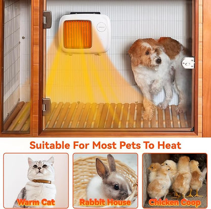 Dreyoo Dog House Heater with Thermostat, Pet House Heater with 6FT Anti Chew Cord and Safe Overheat Protection, 2 Heating Mode (200/400W) Pet House Furnace for Dogs Chicken Coops Rabbits(White,2 Pcs)