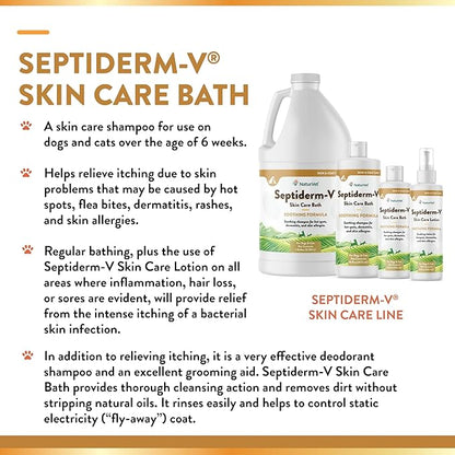 NaturVet Septiderm-V Skin Care Bath Wash for Dogs & Cats – Pet Health Supplement for Dermatitis, Dog Skin Allergies, Itching, Hot Spots – Pet Shampoo, Grooming Aid – 8 Oz.