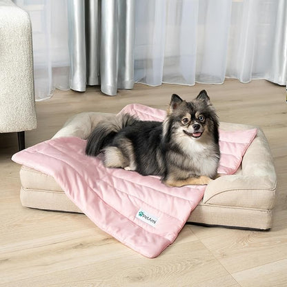 PetAmi Cooling Mat for Dog, Premium Pet Cooling Blanket for Crate Kennel, Indoor Cat Cool Sleeping Pad, Q-MAX Cold Sofa Couch Cover for Summer, Pink, Medium (29x40)