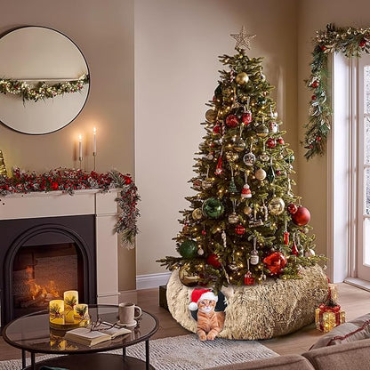 Cat Tunnel with Cat Bed for Indoor Cats, Soft Plush Peekaboo Cat Cave Donut Tunnel, Multifunctional Playground Toys Hideplace for Small Medium Large Kittens, Rabbit, Ferret, Brown