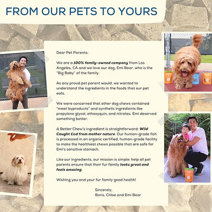 A Better CHEW  Wild Caught Cod Skin Dog Treats | Sourced and Made in The USA, Single Ingredient, Dehydrated | Natural, Healthy Alternative to Rawhides + Bully Sticks, Long Lasting Chew