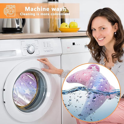 Pet Calming Pillow for Dogs, Soft U-Shaped Pillow Glow in The Dark, Joint Relief, Sleep Comfortably,Suit for Small, Medium, Large Dogs, Fluffy Pet Neck Pillow (M-Pink)