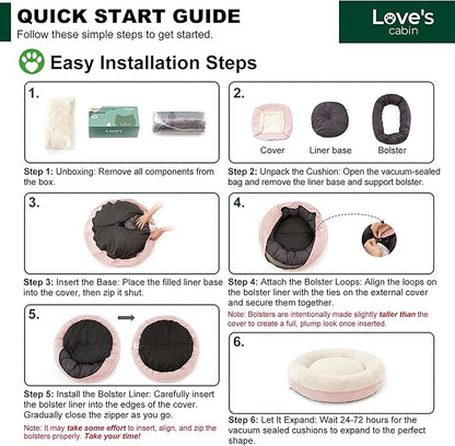 Love's cabin Round Donut Cat and Dog Cushion Bed, 30in Pet Bed for Medium or Large Dogs, Anti-Slip & Water-Resistant Bottom, Soft Durable Fabric Pet beds, Washable Calming Cat & Dog Bed Pink