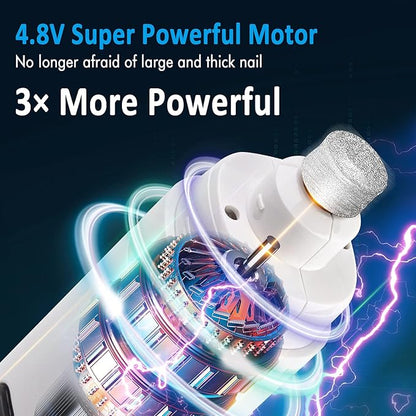 Casfuy Dog Nail Grinder with 2 LED Light for Large Medium Small Dogs - 3X More Powerful 2-Speed Electric Pet Nail Trimmer Rechargeable Quiet Painless Paws Grooming & Smoothing Tool (White)