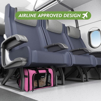 Soundy Dog Carrier Cat Carriers Airline Approved Pet Carrier for Small Medium Dogs Cats Under 15Lbs Puppies Collapsible Soft Sided TSA Travel Puppy Carrier Bag (Medium, Pink)