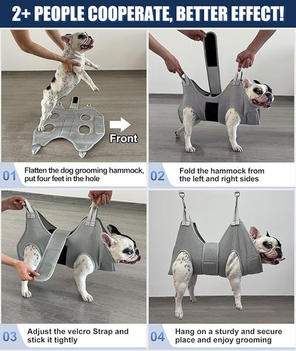 Dog Grooming Hammock, M Dog Hammock for Nail Trim,Silver Gray Dog Grooming Harness Holder Dog Hanger for Nail Trimming with Thick Neck Support
