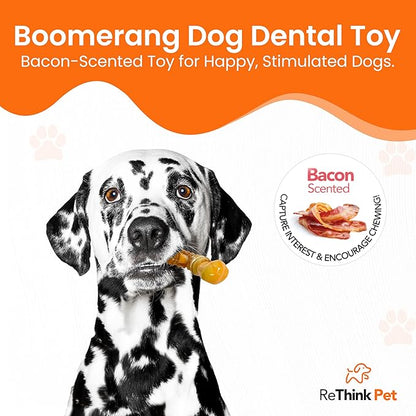 Dental Munch Boomerang Pet Toy, Bacon Scented Nylon Dog Bones, Savor Stimulating Dog Chew Toys, Long-Lasting and Durable Dog Toys for Boredom