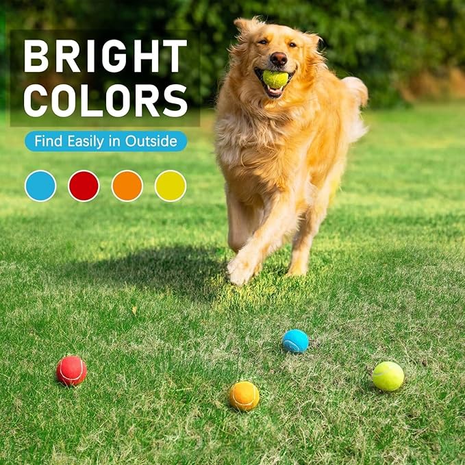PrimePets Tennis Balls for Dogs, 2.5 Inch Thick Bouncy Dog Ball, Interactive Dog Toys for Indoor Outdoor, Fetch Balls for Medium, Large Dogs
