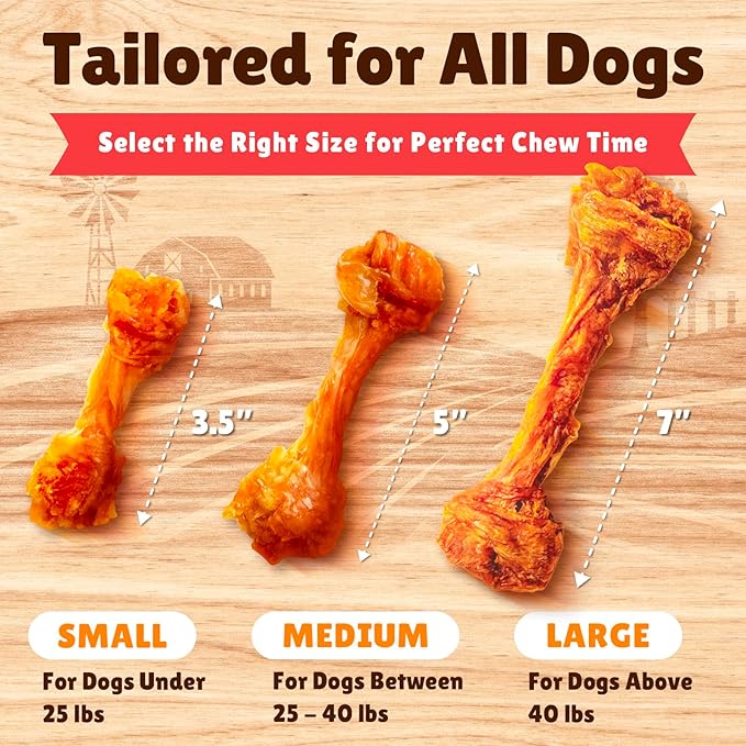 Gootoe Turkey Tendon Dog Treats  100% USA-Sourced, Natural Snack, Premium Training Chews, Hypoallergenic, Reseal Value Bags, Size for Small Dogs, Bone (Small) 6 Unit/Pack