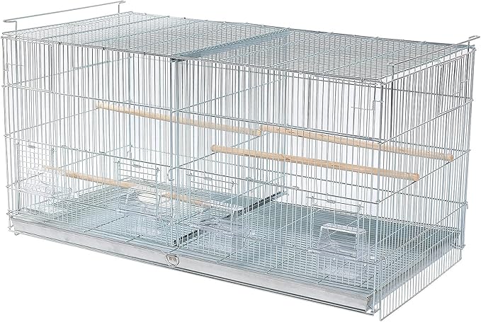 Combo: Large NO Rust Stainless Galvanized Stack and Lock Double Breeder Cage Bird Breeding Cage with Removable Center Divider Side Nest Box Doors Removabel Rolling Stand