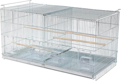 Combo: Large NO Rust Stainless Galvanized Stack and Lock Double Breeder Cage Bird Breeding Cage with Removable Center Divider Side Nest Box Doors Removabel Rolling Stand