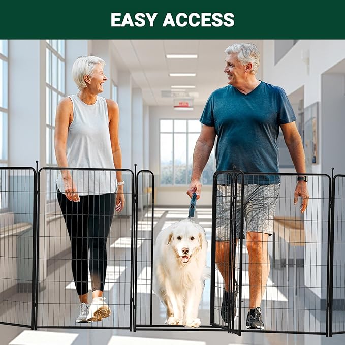 Dog Playpen,48 Inch(H) 18 Ft(L) 8 Panels Dog Fence Indoor/Outdoor,Heavy Duty Metal Pet Puppy Exercise Pen, Wide Door Low Threshold,Portable Pet Playpen for Rv Camping Garden Yard