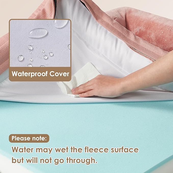 EHEYCIGA Orthopedic Dog Bed for Medium Dogs, Waterproof Memory Foam Medium Dog Beds with Sides, Non-Slip Bottom and Egg-Crate Foam Medium Dog Couch Bed with Washable Removable Cover, Dusty Pink