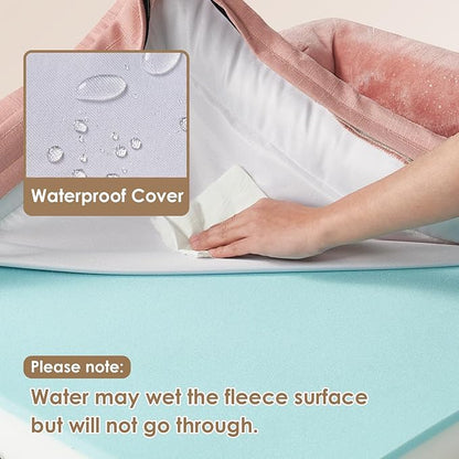 EHEYCIGA Orthopedic XL Dog Beds, Waterproof Memory Foam Dog Bed for Extra Large Dogs, Non-Slip Bottom and Egg-Crate Foam Big Dog Couch Bed with Washable Removable Cover, Dusty Pink