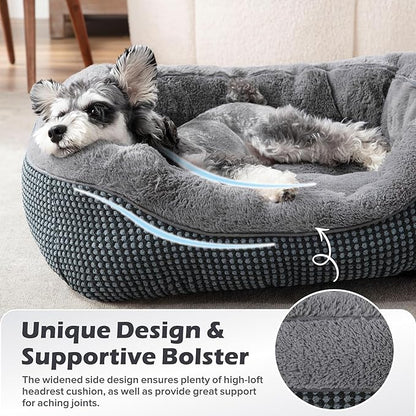 INVENHO Dog Beds for Small Medium Dogs Washable, Calming Dog Bed Small Size Dog, Orthopedic Dog Bed, Warming Soft Calming Sleeping Puppy Bed Durable Pet Bed with Anti-Slip Bottom