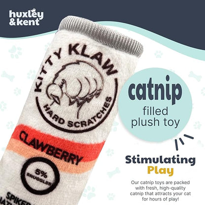 Huxley & Kent Plush Cat Toy - Interactive Catnip Toy for Cats & Kittens - Soft Kitty Toy with Crinkle & Catnip - Fun Indoor Play Toy - Kitty Klaw Clawberry