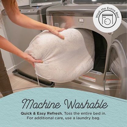 Best Friends by Sheri Original Calming Donut Dog and Cat Bed, Lux Faux Fur, Navy Blue, (23in x 23in) - Anxiety Relief for Pets Up to 25 lbs