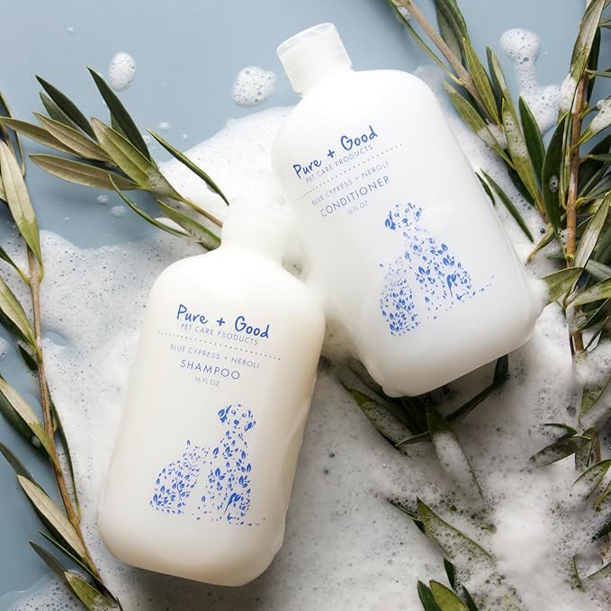 Blue Cypress + Neroli Shampoo and Conditioner Set, Calming Blue Cypress and Neroli Blossoms, Formulated for All Pets, Gentle and Cleansing, Made in The USA, Cruelty Free, 16 fl oz
