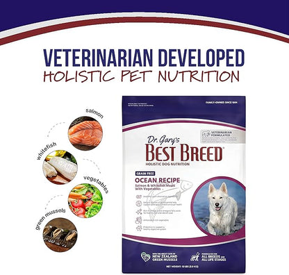 Best Breed Dr. Gary's Grain Free Ocean Recipe Slow-Cooked in USA, Natural Dry Dog Food for All Breeds and Sizes, 4lbs.