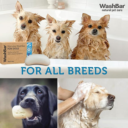 Dog Shampoo Bar Soap for Itchy Skin Relief - Twin Pack - Concentrated Dog Soap for Sensitive Skin with Natural Manuka and Neem Oil to Ease Allergies and Itching