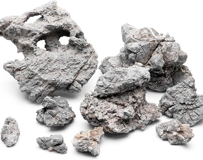 SubstrateSource Natural Stone for Aquarium, Terrarium, Paludarium, Reptile Enclosures - Set of Decorative Rocks for Landcapes, Aquascaping, Fish Tank Decor (Wolf Stone, 30 Pounds)
