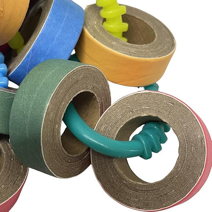 Fatty Bagel Cascade 24Pcs Bird Toys for Parrots Durable Cardboard Chewing Shredding Foraging 1.75“ for Medium & Large Parrot Amazons Mini Macaws African Greys Cockatoos Eclectus Senegal