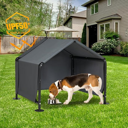 Dog Shades for Outside - Outdoor Dog Kennel for Small Dogs, 29.53_25.59_25.59 Outdoor Sun Rain Canopy Pet House, Waterproof Pet Canopy Shelter for Small Animals with Ground Nails