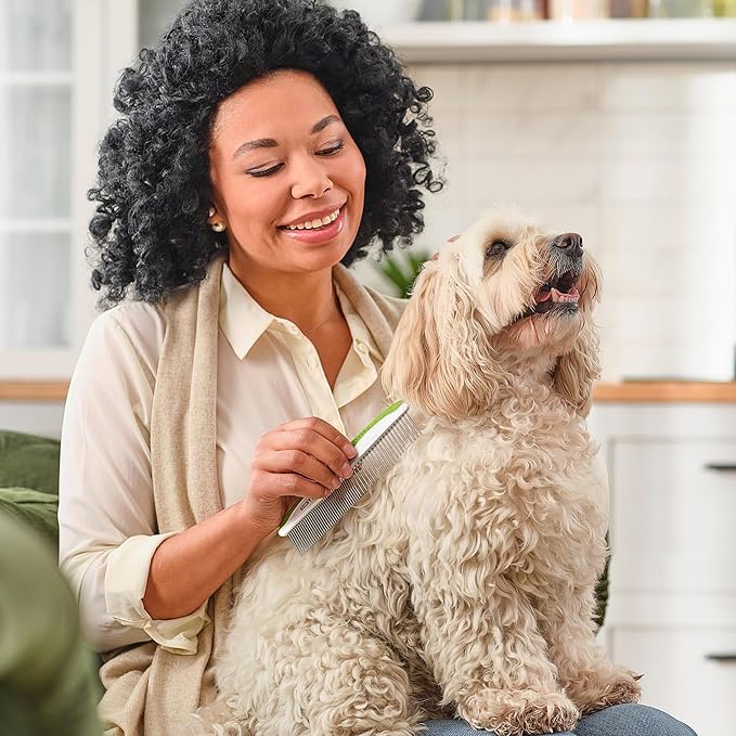 Dog & Cat Comb  Removes Tangles, Knots, and Matted Fur  Grooming Tool with Stainless Steel Teeth and Non-Slip Handle  Best Pet Hair Comb for Home Grooming Kit  Includes eBook Guide