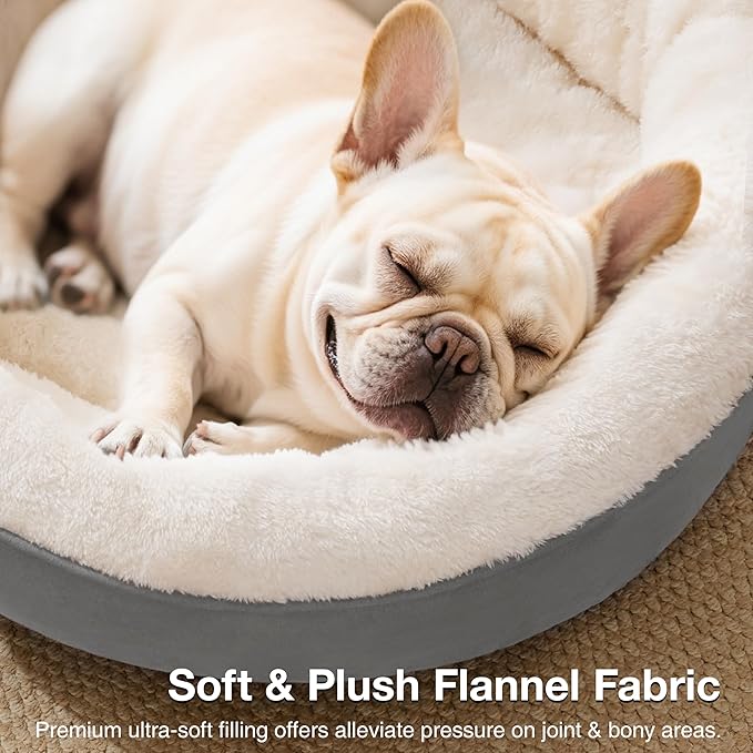 Love's cabin Round Donut Cat and Dog Cushion Bed, 30in Pet Bed for Medium or Large Dogs, Anti-Slip & Water-Resistant Bottom, Soft Durable Fabric Pet beds, Washable Calming Cat & Dog Bed Grey