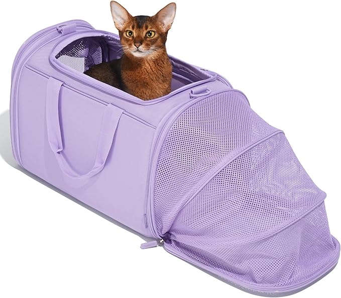 VETRESKA Expandable Cat Carrier,Dog Carrier for Small Medium Puppies,Soft-Sided Pet Carrier Airline Approved,Collapsible Travel Cats/Puppy Carrier with Locking Safety Zippers and Anti-Scratch Mesh