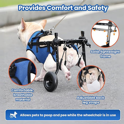 Dog Wheelchair for Back Legs, Dog Wheelchair for Small Dog, Adjustable Pets Cart with Wheels, Doggy Wheelchairs for Disabled Hind Legs, Dog Leg Brace and Hip Support (Small)
