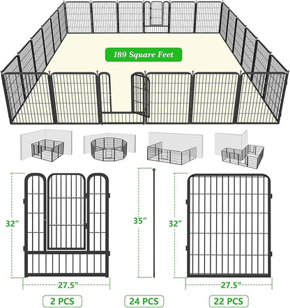 Decorative Garden Fence with Gate, 32in x55ft 24 Panels Metal Fence Panels Heavy Duty Dog Fencing Outdoor Fences for Yard, Rustproof Garden Fencing Flower Bed Edging for Patio Decor