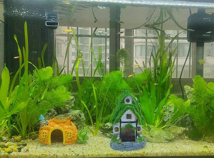 M2cbridge Aquarium Decorations Fish Hideout House Betta Cave with Green Lifelike Moss (Garden Shed)
