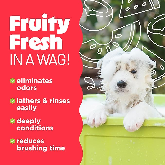 TropiClean 2-in-1 Dog Shampoo and Conditioner, Moisturizing Dog Detangler, Puppy Safe, Made in the USA, Watermelon Scent, Cat & Kitten Safe, 20oz.