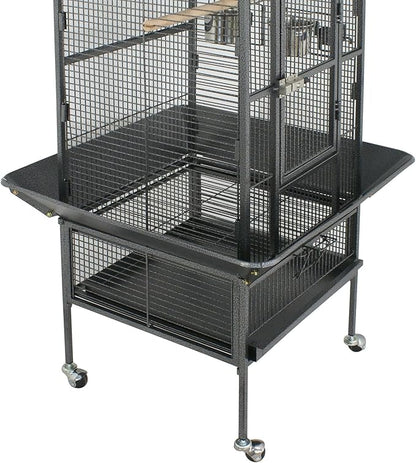 ZENY 61-inch Playtop Parrot Bird Cages, Wrought Iron Large Birdcage with Rolling Stand for Parakeet Cockatiels Quaker Conure Lovebird Finch Canary Small Medium Parrot Cage Birdcage (Black)
