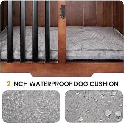 Wooden Dog Crate Furniture,Foldable and Portable Dog Kennel Furniture Indoor,Decorative Dog Crate End Table No Assembly.(Medium,Walnut)