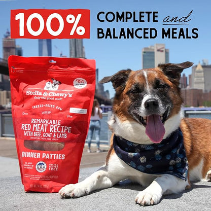 Stella & Chewy's Freeze Dried Raw Dinner Patties  Grain Free Dog Food, Protein Rich Remarkable Red Meat Recipe  5.5 oz Bag